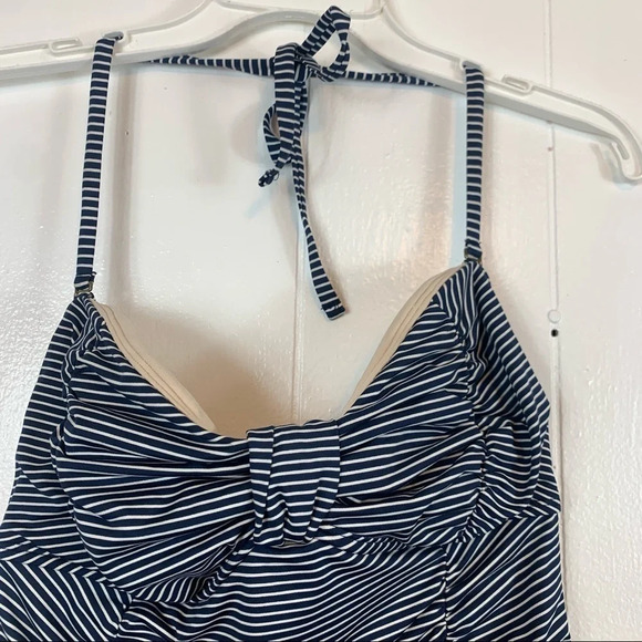 Merona Striped Nautical Coastal One Piece Swimsuit Convertible Blue White - Picture 3 of 7